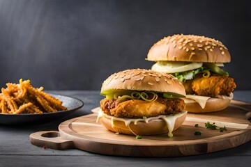 hamburger with fries