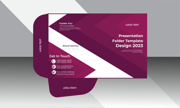 Folder design, cover for catalogue, brochures, layout for placement of photos and text, modern geometric design.