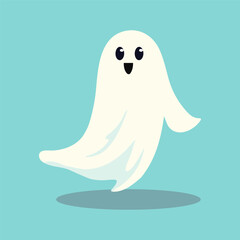 Cute Ghost character style, and flat design. Vector Illustrations for Halloween Day.