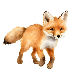 Obraz premium Red fox isolate on white background, Watercolor style.