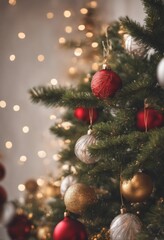 Merry Christmas Poster With Christmas Tree Ornaments