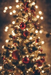 Merry Christmas Poster With Christmas Tree Ornaments