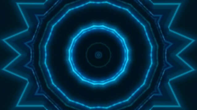 Radiant Blue Glow Spirit Mandala Kaleidoscope Abstract Motion Background trendy