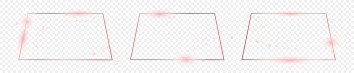 Rose gold glowing trapezoid shape frame