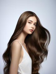 Naklejka premium Beautiful female model hair woman girl