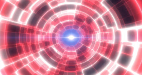 Obraz premium Red energy tunnel with glowing bright electric magic lines scientific futuristic hi-tech abstract background