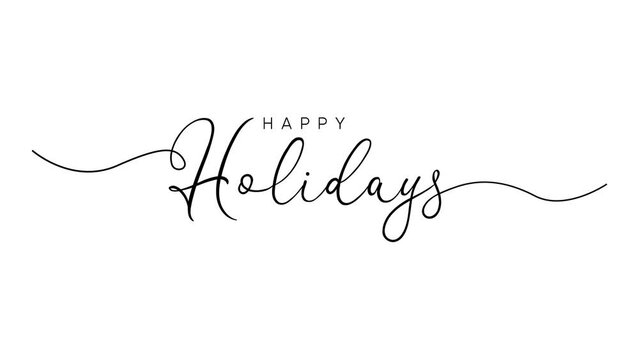 Happy Holidays letter calligraphy banner animation footage
