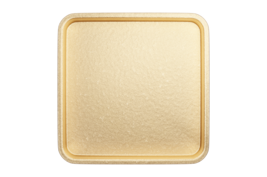 3d illustration. Gold rcangle button with frame .	