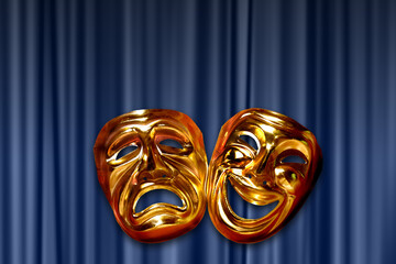 theatrical masks of comedy and tragedy - obrazy, fototapety, plakaty