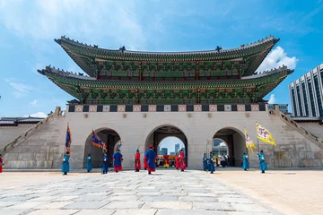 Acrylic prints Seoel military guard changing performance at Sungnyemun gate, seoul