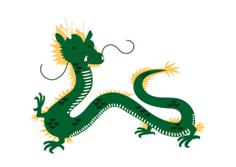 かわいい龍の全身イラスト_緑