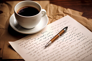 手紙を書いている時に取るコーヒーブレイク