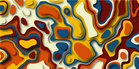 Abstract vector seamless pattern with shadows Trendy multicolor contemporary design for prints,flyers,banners,brochures,invitations,covers . Abstract colorful paper cut background design.