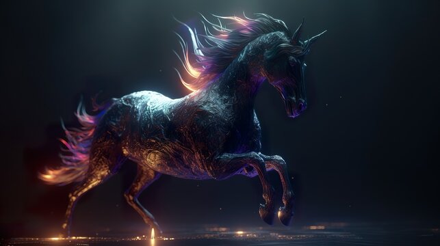 Dark unicorn charge (ai) Ai Generate