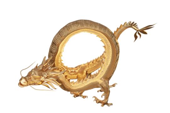 3D Illustration, Happy chinese new year 2024 the golden dragon