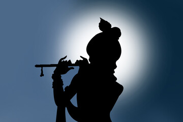 Janmashtami festival vector with Lord Krishna playing flute vector illustration background, banner, digital post, poster, and card design © meet