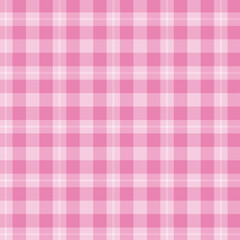 Seamless plaid and checkered patterns in pink and white for textile baby and kid's design. Gingham pattern with square shapes graphic background for a fabric print. Vector illustration.