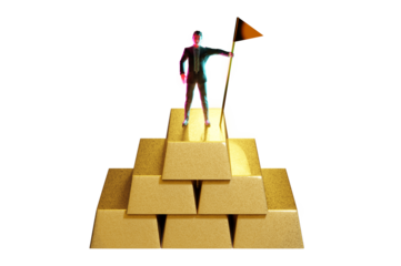 3D Illustration, Businessman is  a investment  stack gold .