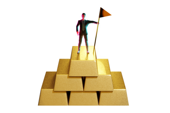 3D Illustration, Businessman is a investment stack gold .