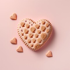 tender heart-shaped cookies on a light pink background, small details of decoration in sugar on the cookie
