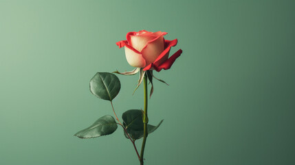Obraz premium Pink Rose on pale green background