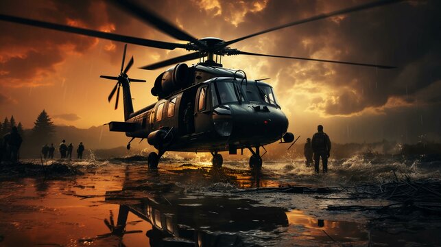 Military combat helicopter for war, aviation for combat operations