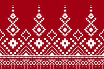 Red traditional ethnic pattern paisley flower Ikat background abstract Aztec African Indonesian Indian seamless pattern for fabric print cloth dress carpet curtains and sarong