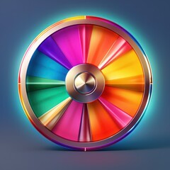 Colorful fortune spinning wheel, roulette wheel in motion with a bright and colorful background