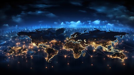 World map background with shining light 