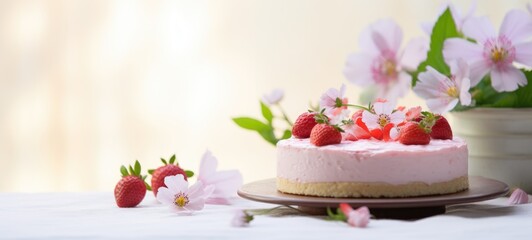 Fototapeta na wymiar strawberry cake tart pie dessert pastry food, ai