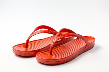 Red Flip Flops Isolated on White Background