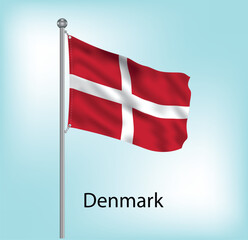Denmark waving flag on flagpole