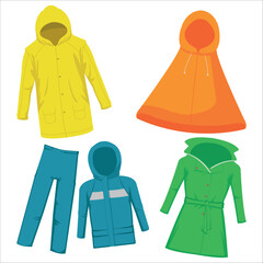 Raincoat Clothes Color Collection Set