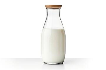 Traditional glass milk bottle isolated on white