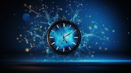Abstract background clock ticking in space and time 
