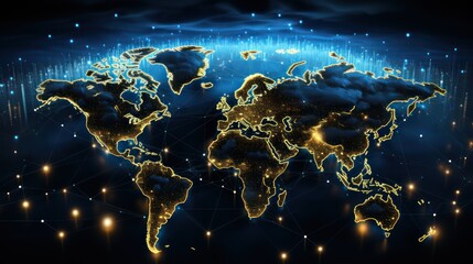 Fototapeta na wymiar World map with shining dot light connection network global