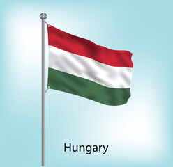 Hungary waving flag on flagpole