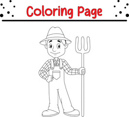 farmer coloring page for children. coloring book, vector illustration.