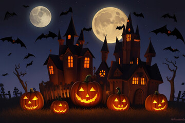 illustration of a halloween concept dark background