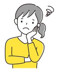 困った顔をしている若い女性