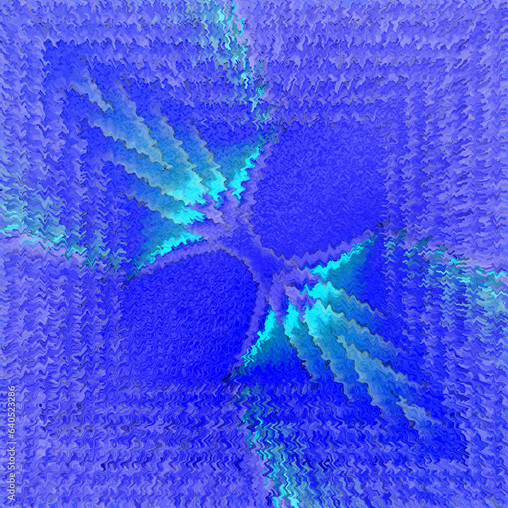 Aufkleber exploding concentric square design in turquoise and blue