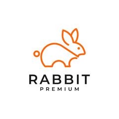 
Orange line art rabbit illustration logo on white background