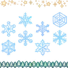 Fototapeta premium 手描き風の雪の結晶