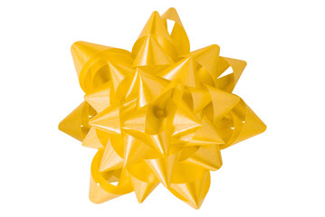 yellow gift bow ribbon isolated on transparent background