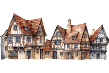 Fototapeta na wymiar Watercolor European old town. Vector illustration design.