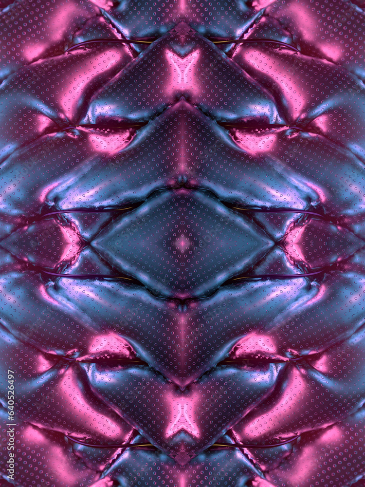 Aufkleber futuristic neon colored background of filled with air metallized cylinders. abstract 3d rendering di
