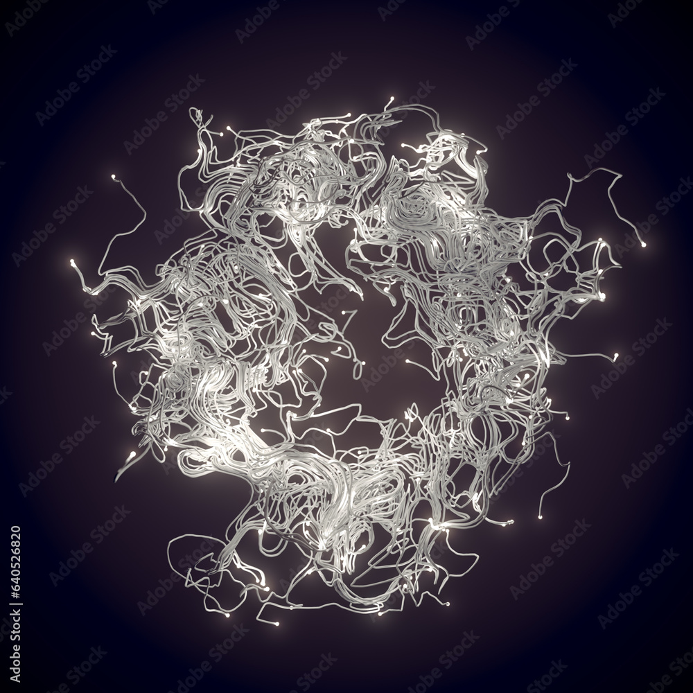 Poster Digital illustration of a beautiful intertwining pattern. 3d rendering abstract background