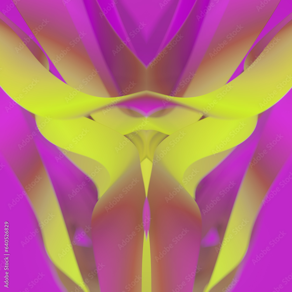 Leinwandbilder neon colored stripes of wavy fabric with depth of field. abstract art background. 3d rendering digit