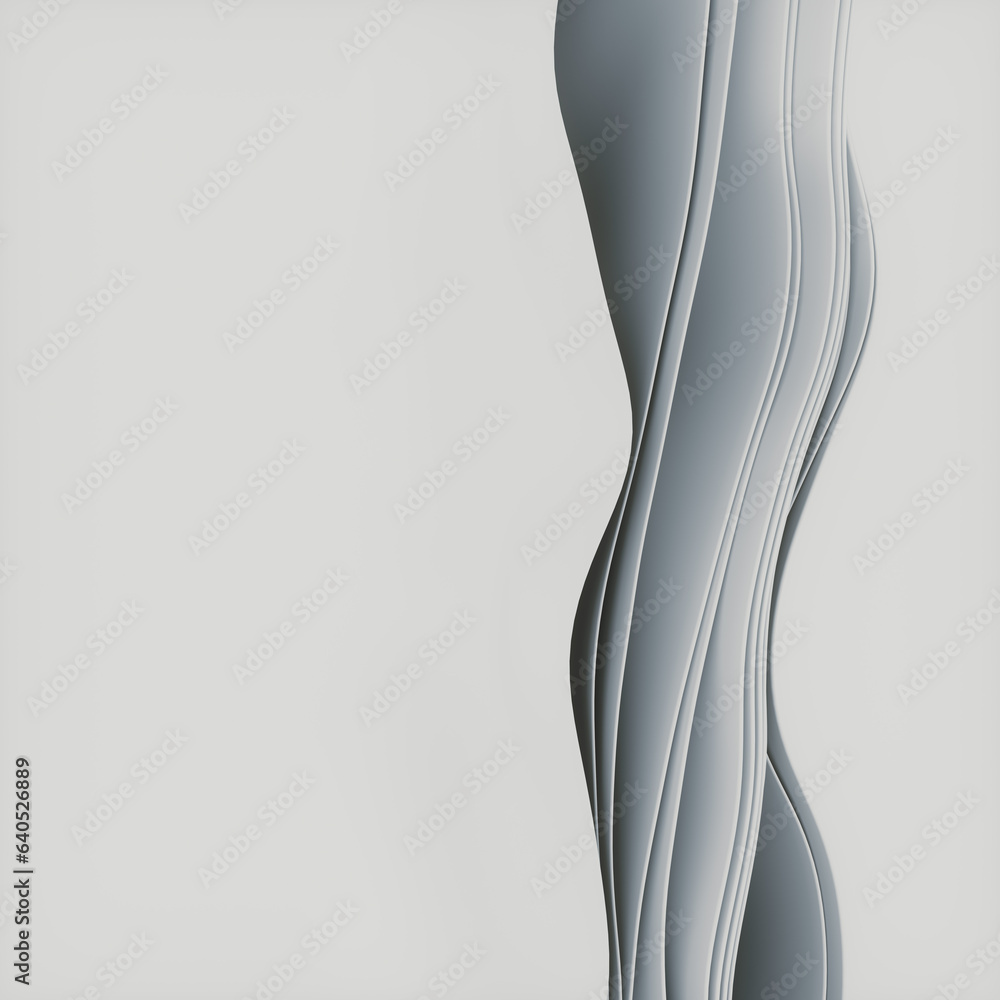 Aufkleber smooth wavy stripes of white fabric in the wind. abstract background. 3d rendering digital illustrat