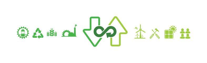 circular economy icons on white background	